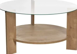 Couchtisch Clara - 100% TEMPERED GLASS - Saphireiche - 40 x 75 x 75 cm