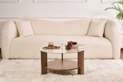 Couchtisch Clara - 100% TEMPERED GLASS - Walnuss - 40 x 75 x 75 cm