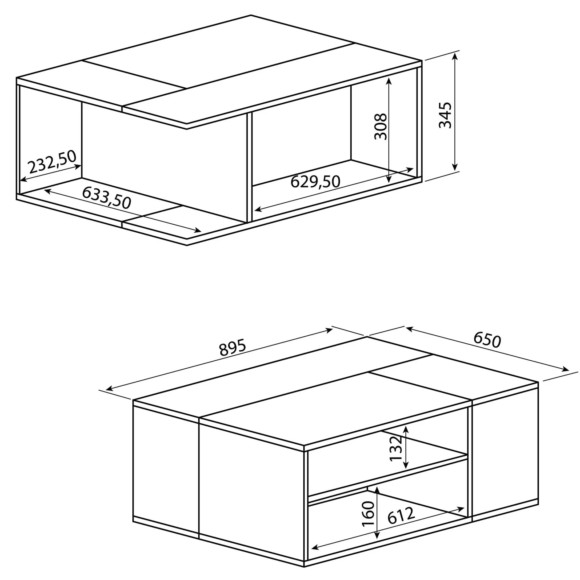 Couchtisch Cleo - Beton/Eiche