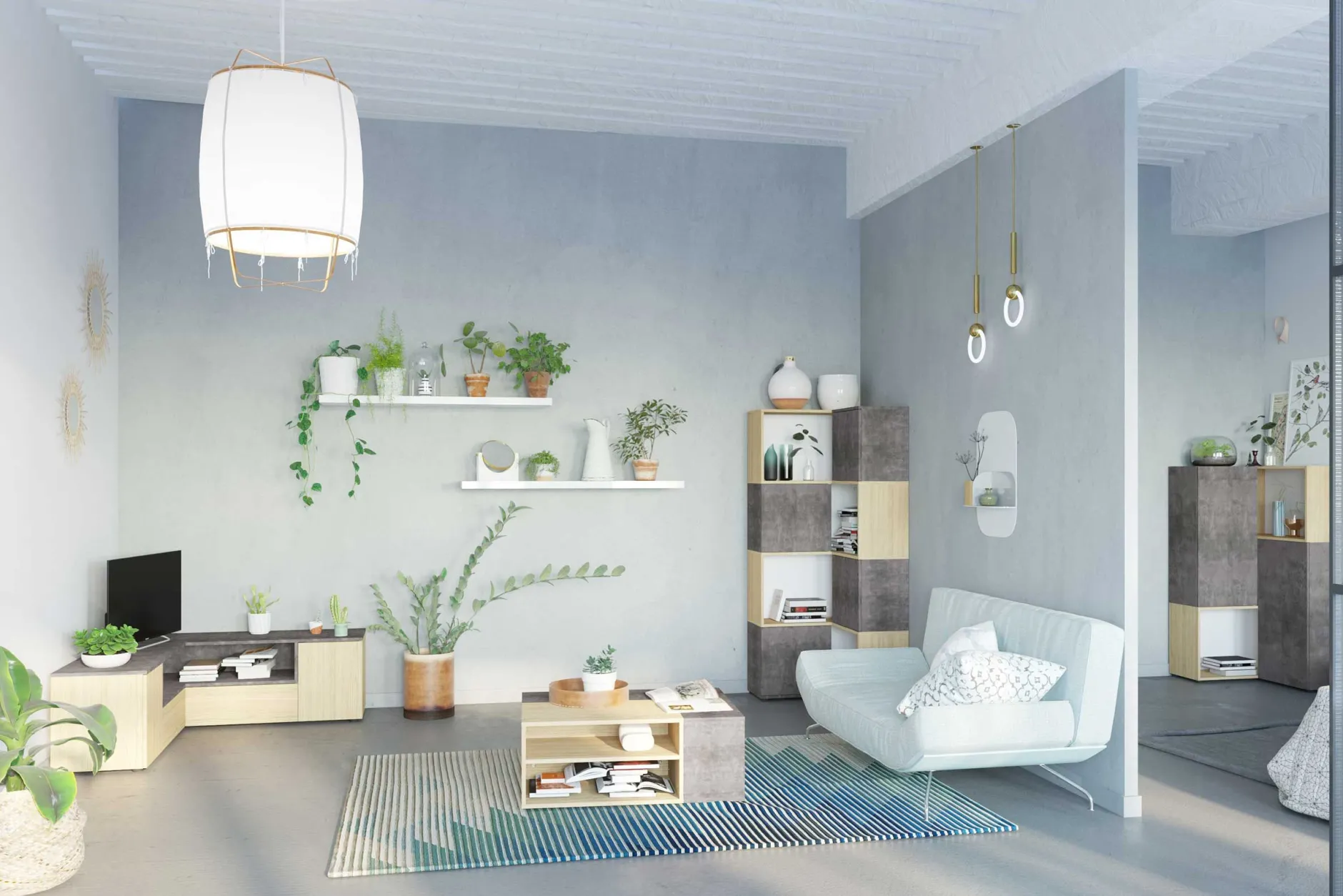 Couchtisch Cleo - Beton/Eiche