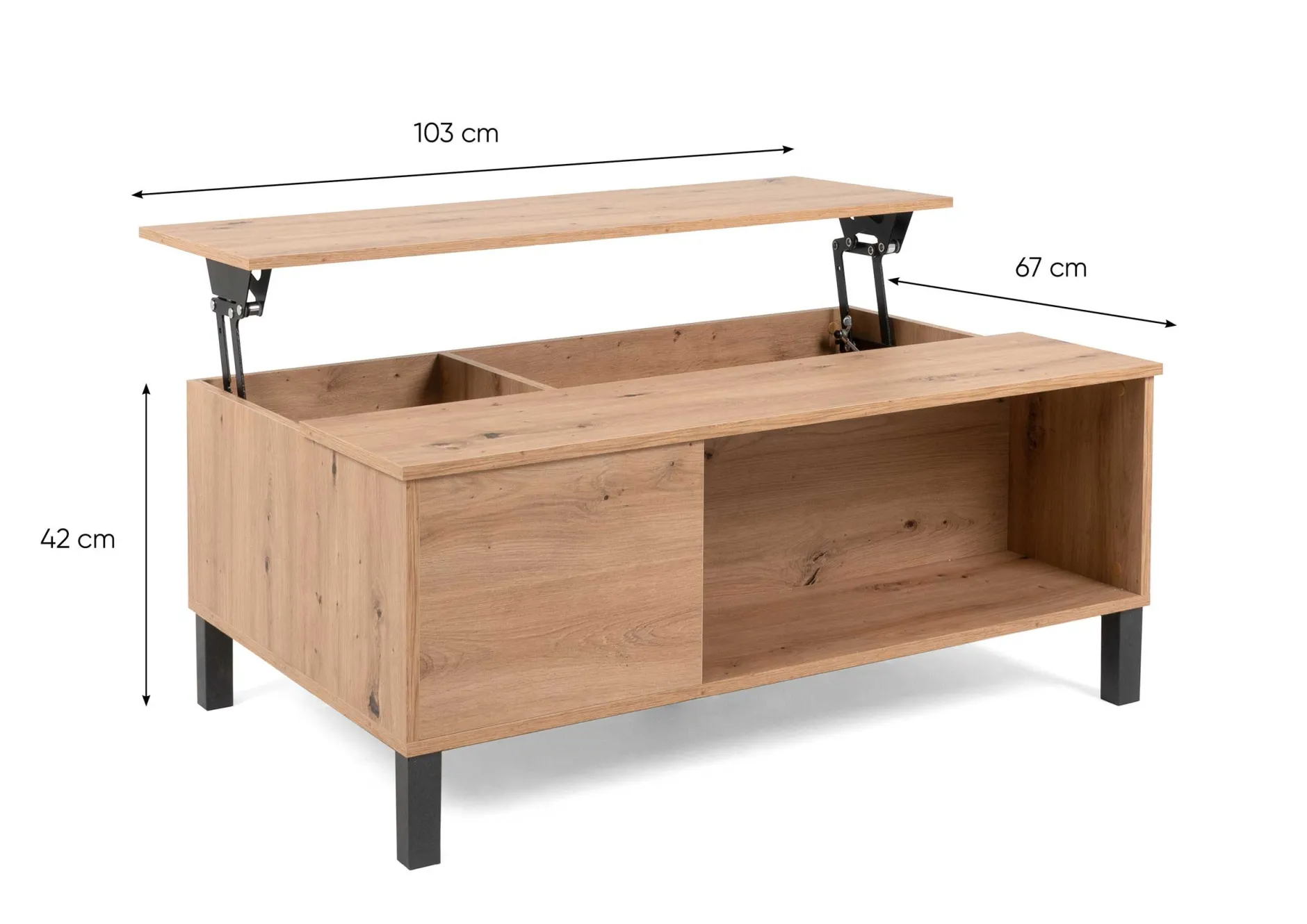 Couchtisch Comas 103x67 mit 1 Tür - Eiche