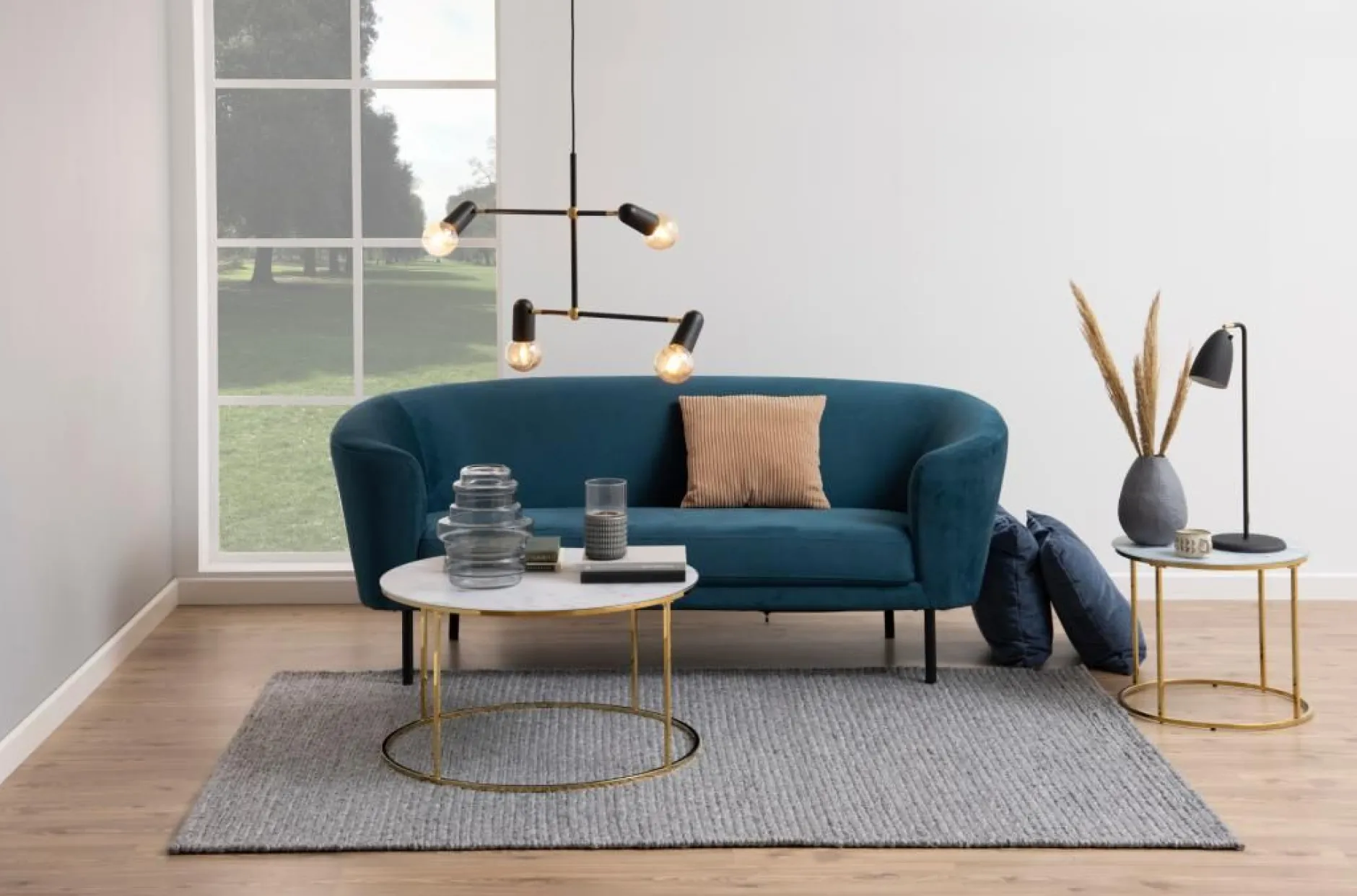 Couchtisch Dejan ø80cm - gold/weißer Marmor