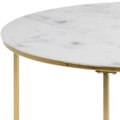 Couchtisch Dejan ø80cm - gold/weißer Marmor