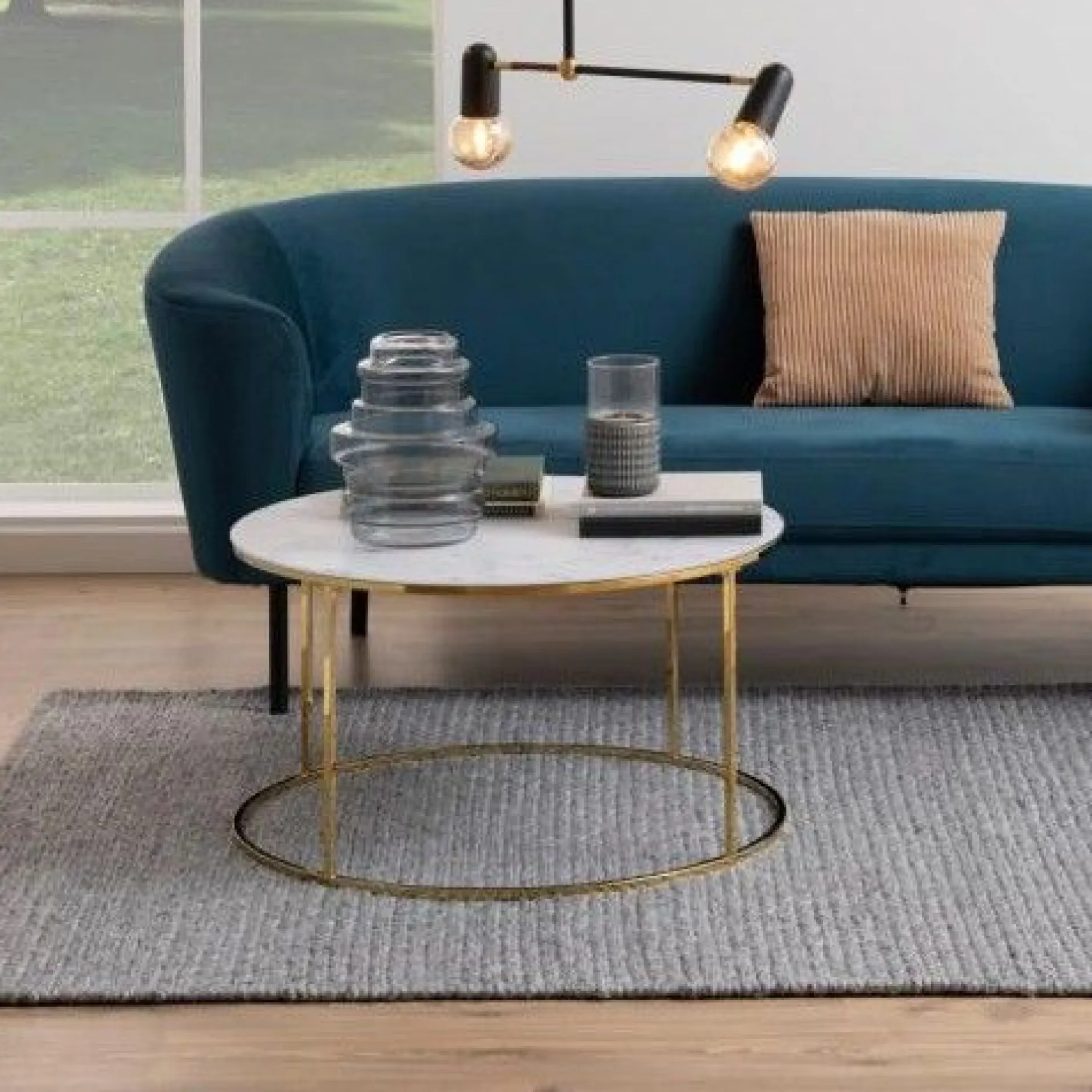 Couchtisch Dejan ø80cm - gold/weißer Marmor