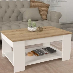 Couchtisch Dima - 90x60x42cm - Eiche Dekor/Weiß