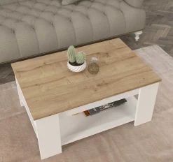 Couchtisch Dima - 90x60x42cm - Eiche Dekor/Weiß