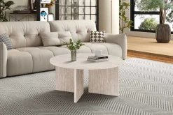 Couchtisch Drasir - Ø90x42cm - beige Travertin