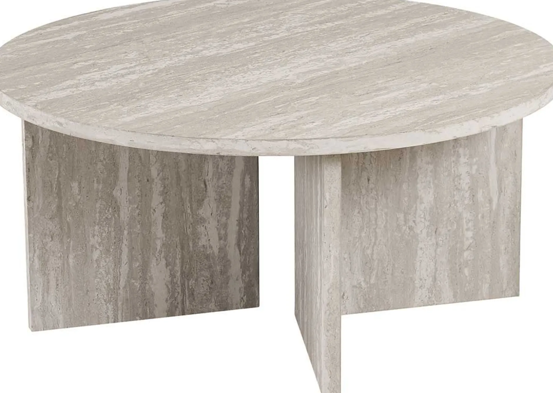 Couchtisch Drasir - Ø90x42cm - Travertin grau