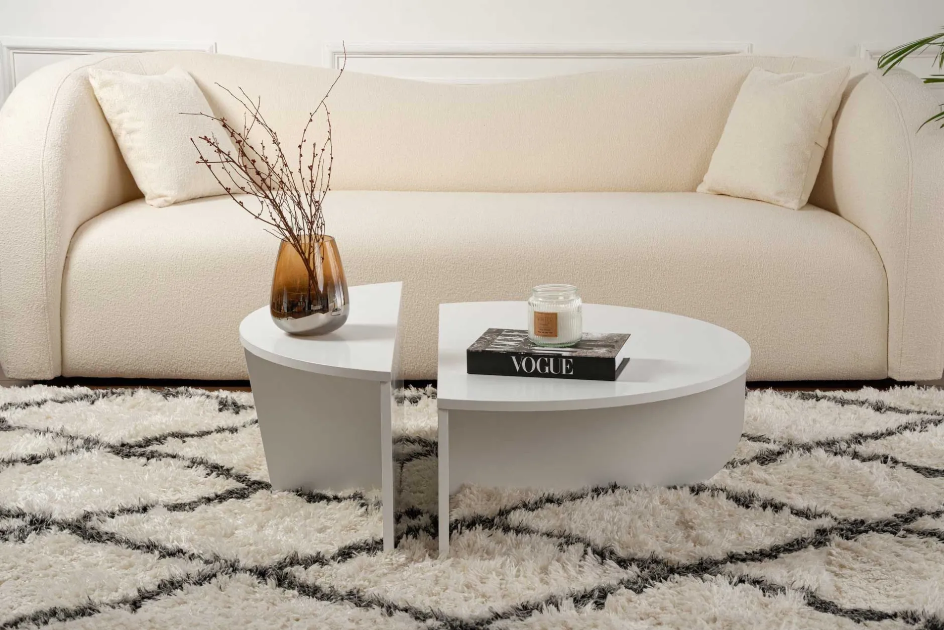 Couchtische Orion - 60x90x30cm - Satz von 2 - weiß