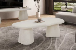 Couchtisch Faro - 130x70x40cm - Zementfarbe - weiß