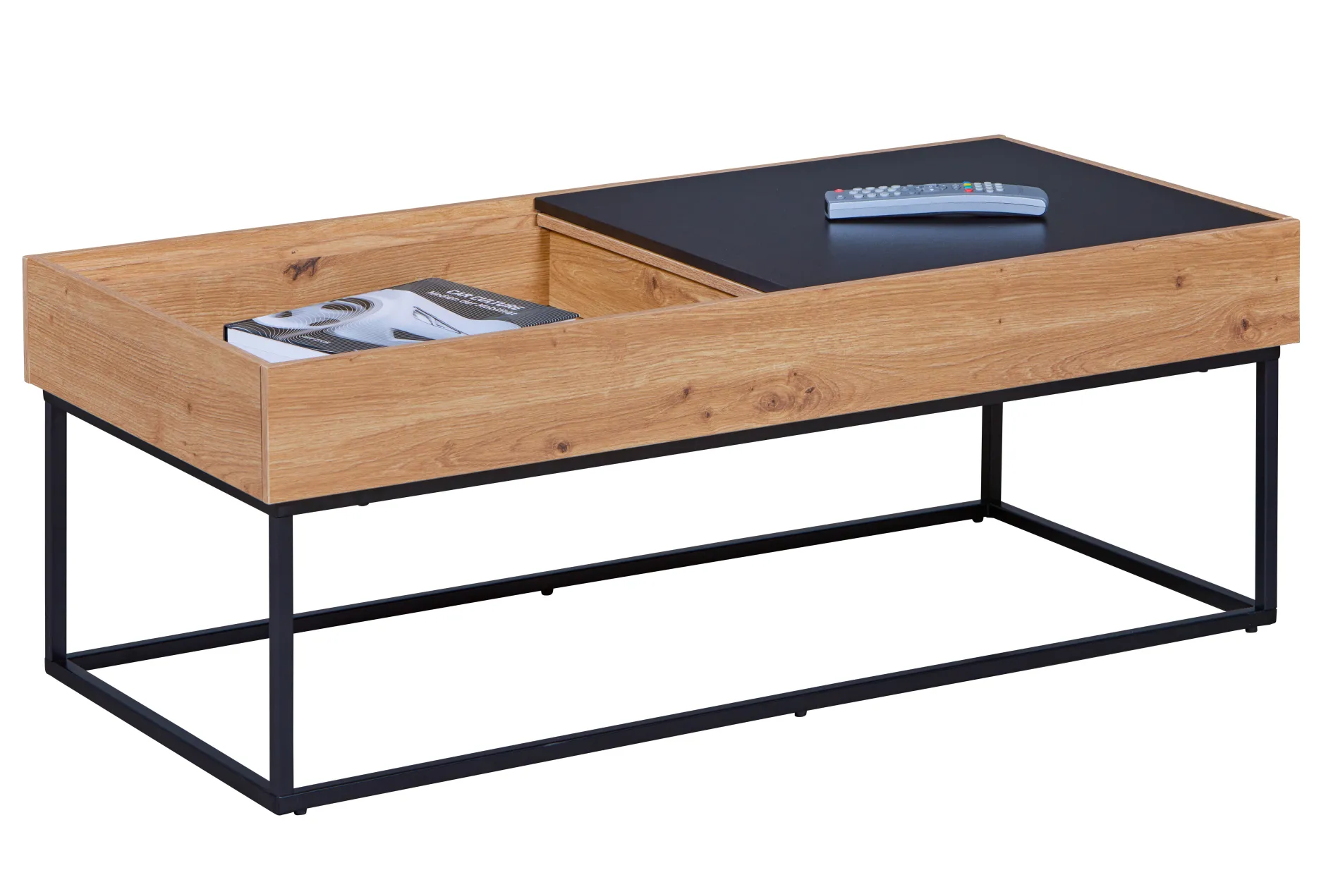 Couchtisch Filora | 110 x 50 x 40 cm | 2 Ablagefächer | Farbe: Eiche