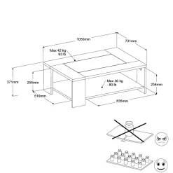Couchtisch Fumay 105x73x37cm - Eiche Dekor/Beton