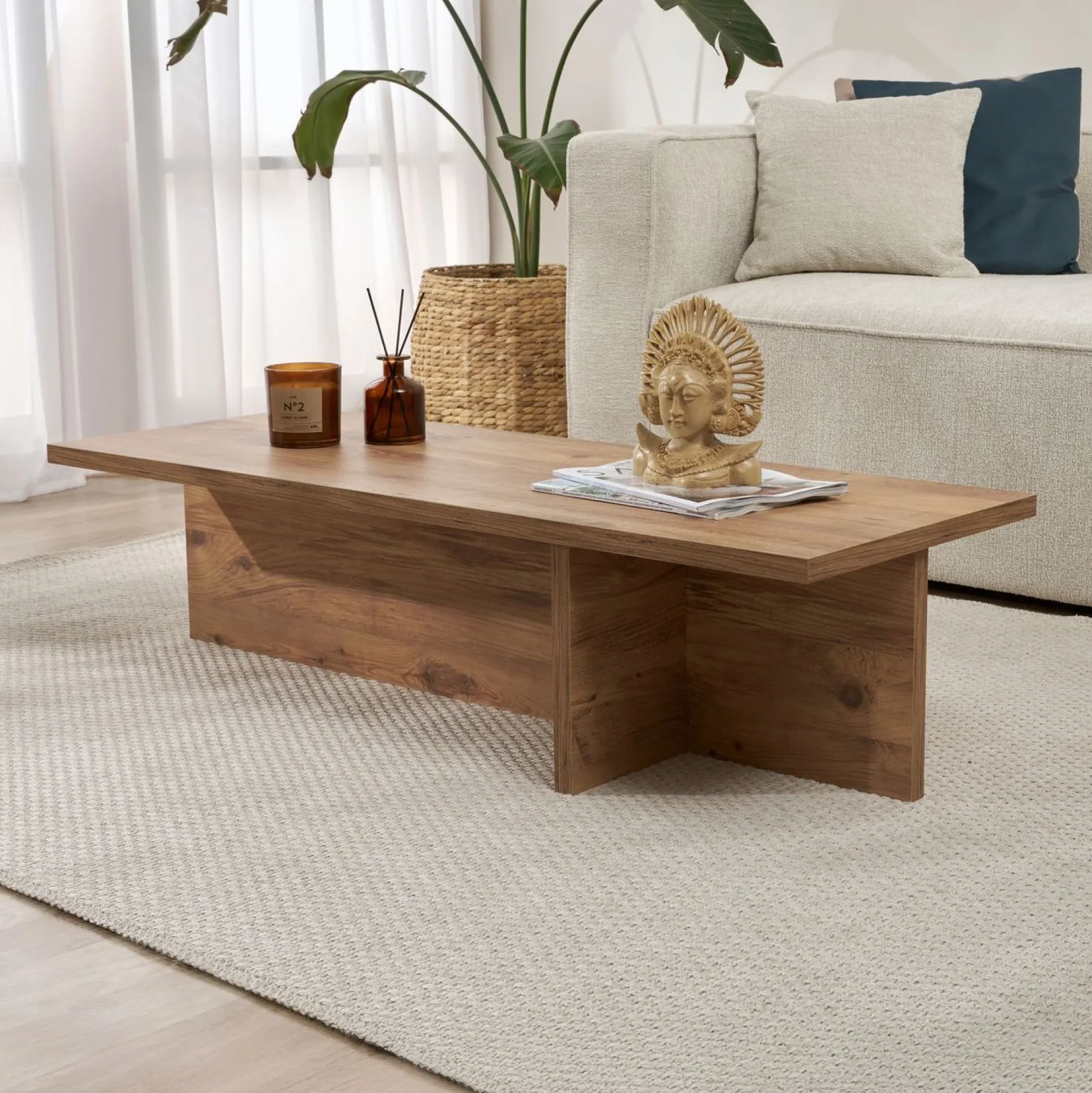 Couchtisch Harbor - 100% MELAMINE - Atlantik-Kiefer - 30 x 45 x 120 cm