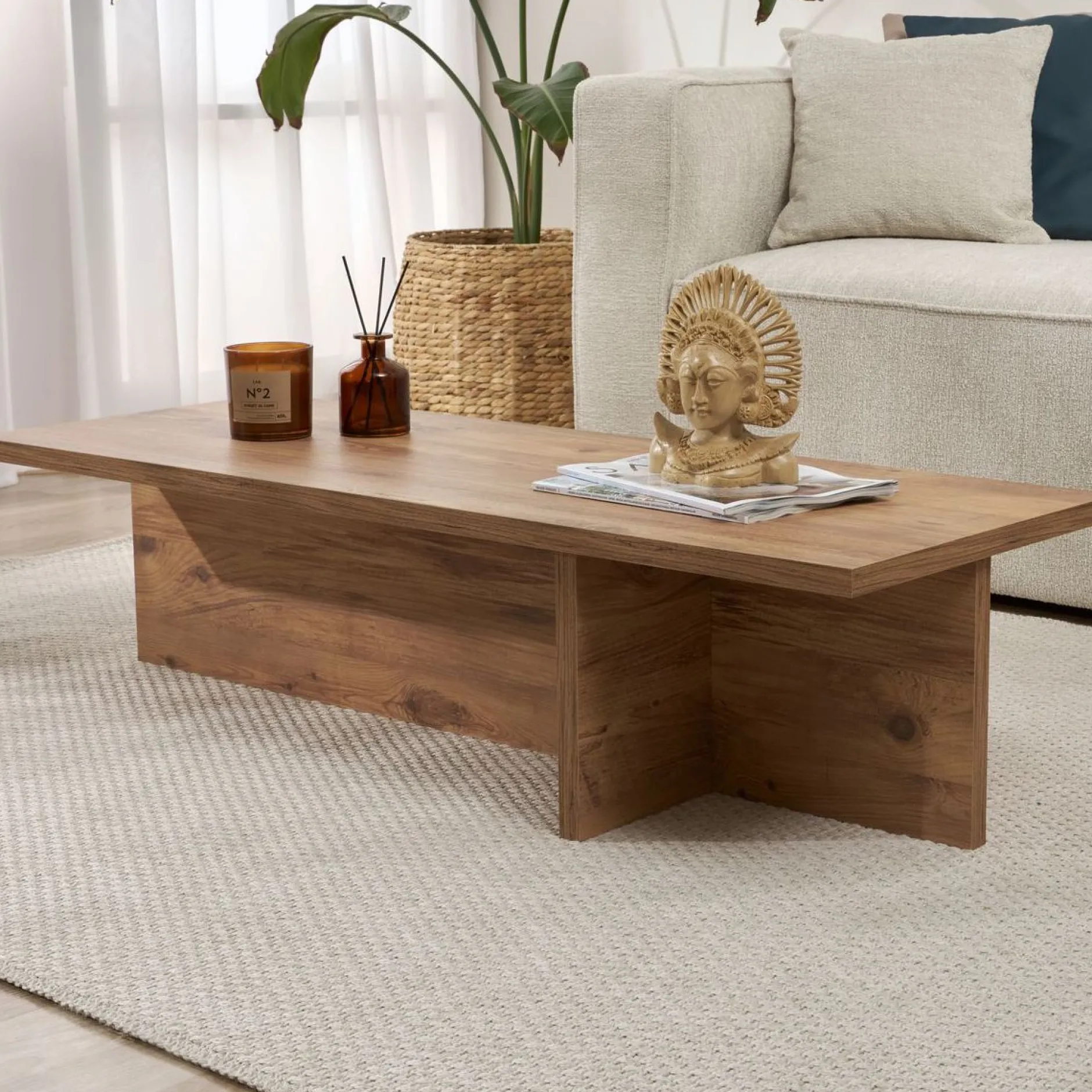 Couchtisch Harbor - 100% MELAMINE - Atlantik-Kiefer - 30 x 45 x 120 cm