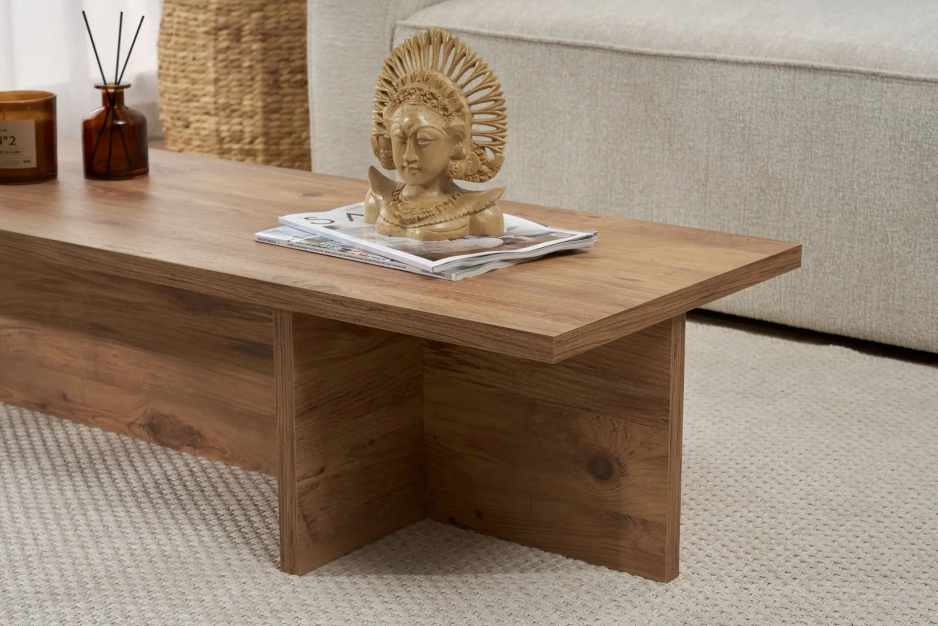 Couchtisch Harbor - 100% MELAMINE - Atlantik-Kiefer - 30 x 45 x 120 cm