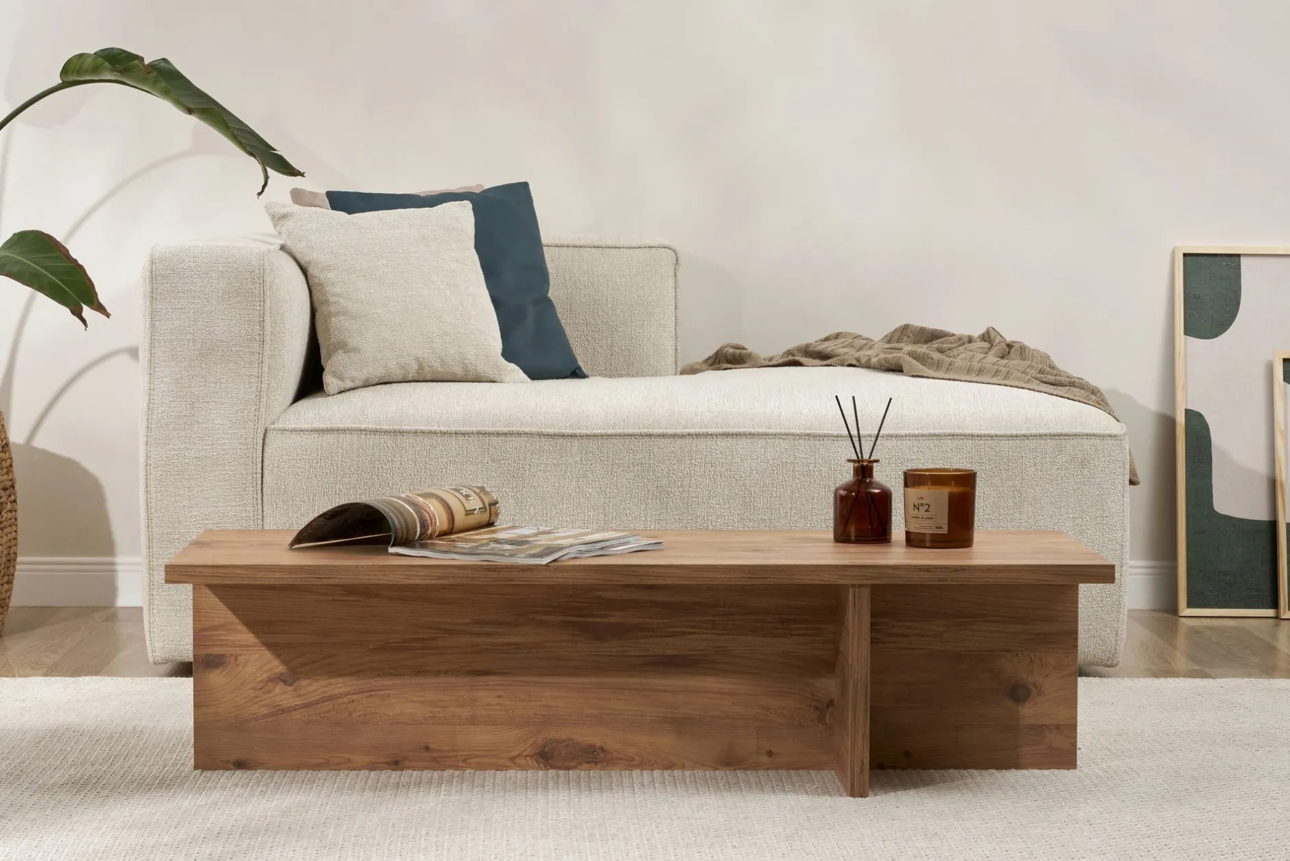 Couchtisch Harbor - 100% MELAMINE - Atlantik-Kiefer - 30 x 45 x 120 cm