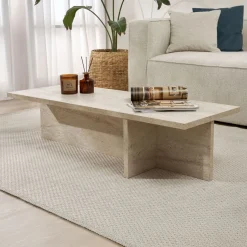Couchtisch Harbor - 100% MELAMINE - Travertin - 30 x 45 x 120 cm