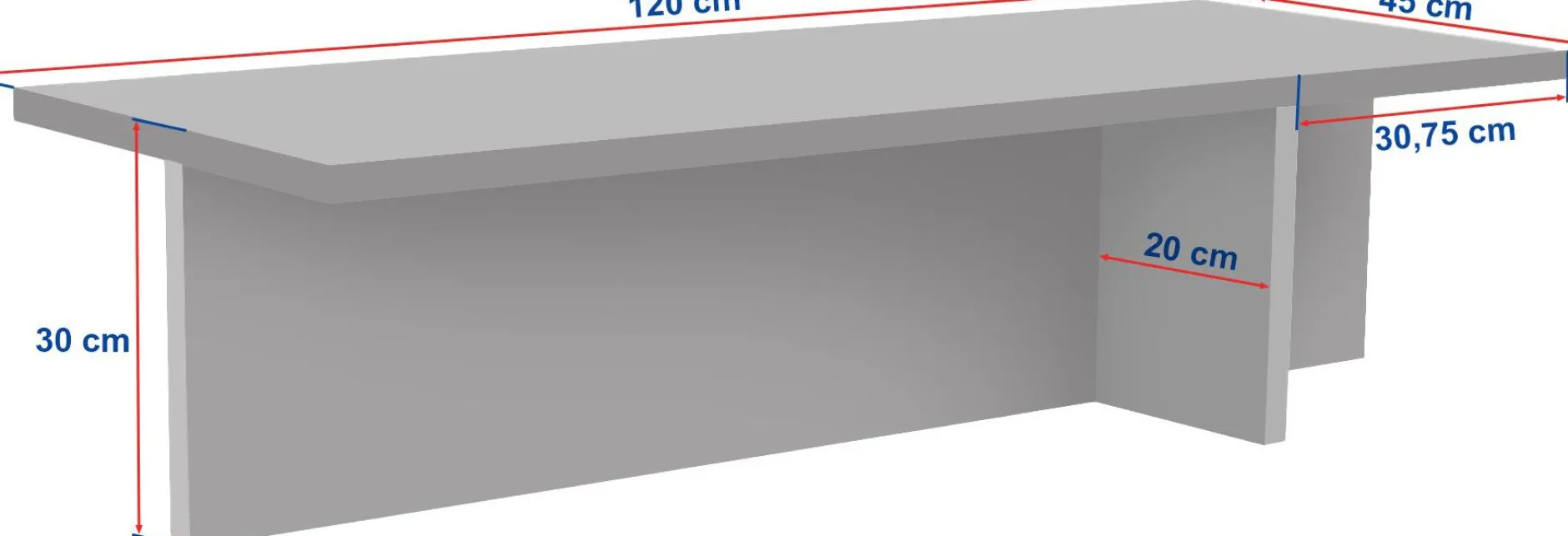 Couchtisch Harbor - 100% MELAMINE - Travertin - 30 x 45 x 120 cm