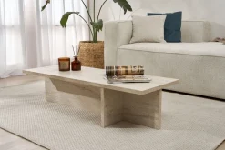 Couchtisch Harbor - 100% MELAMINE - Travertin - 30 x 45 x 120 cm