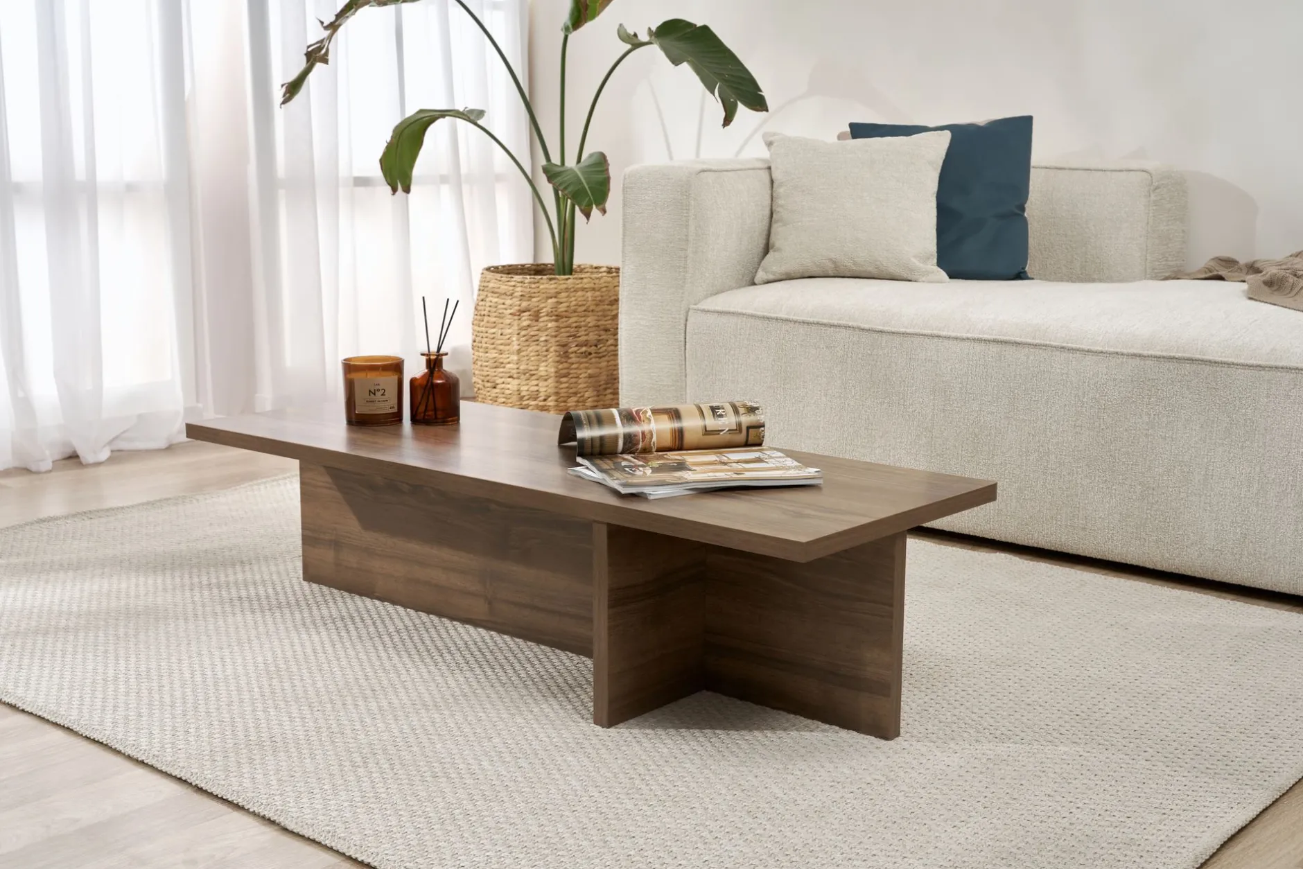 Couchtisch Harbor - 100% MELAMINE - Walnuss - 30 x 45 x 120 cm
