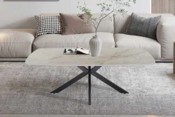 Couchtisch Helios - 130x70x45cm - Dänisch oval - beige Marmor