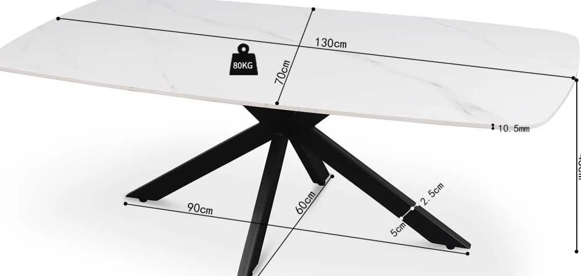 Couchtisch Helios | 130 x 70 x 45 cm | weiß