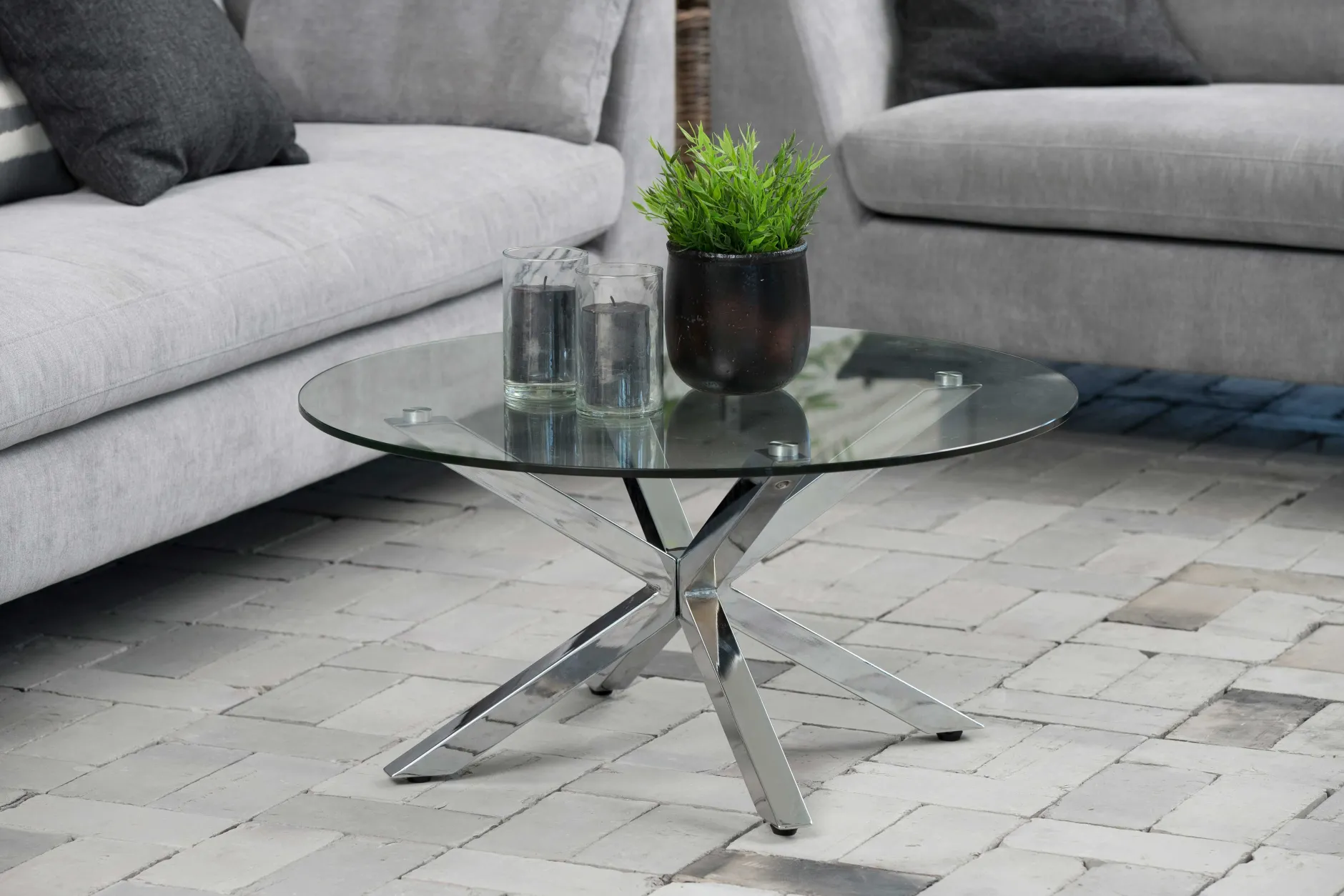 Couchtisch Hennie ø82cm - Tischplatte aus Glas