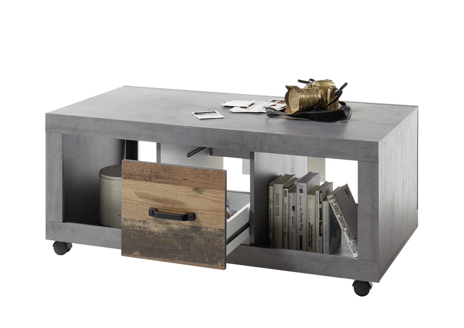 Couchtisch Indus 115cm mit 2 Schubladen - Beton