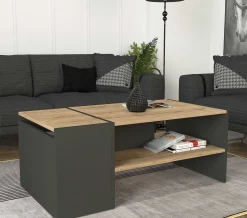 Couchtisch Izia - 110x60x45cm - Anthrazit/Eiche Dekor