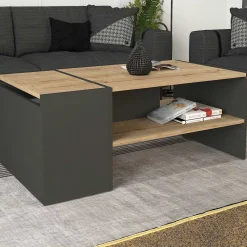 Couchtisch Izia - 110x60x45cm - Anthrazit/Eiche Dekor