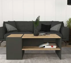 Couchtisch Izia - 110x60x45cm - Anthrazit/Eiche Dekor