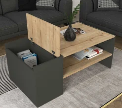 Couchtisch Izia - 110x60x45cm - Anthrazit/Eiche Dekor