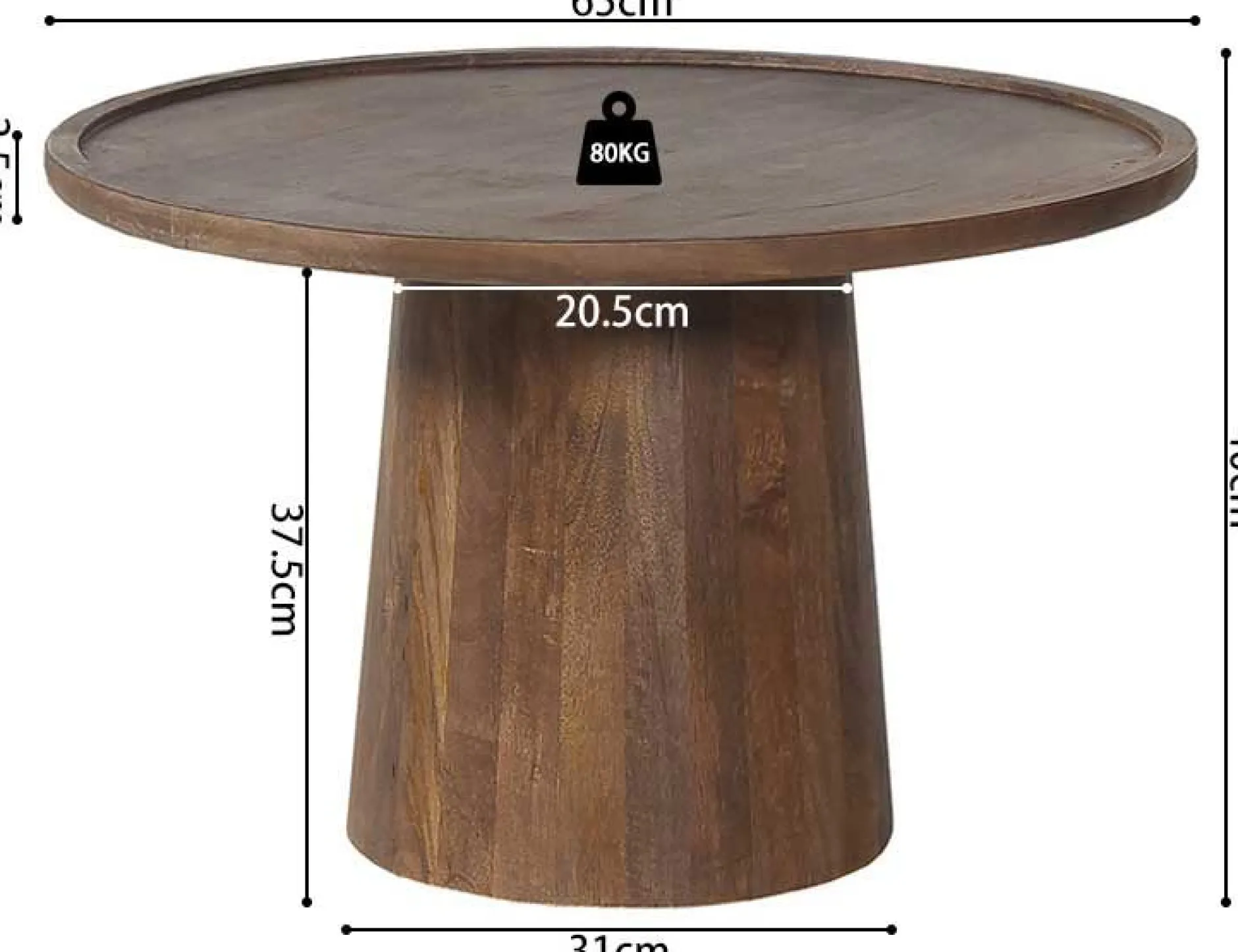 Couchtisch Juliana | Ø65 x 40 cm | Mangoholz