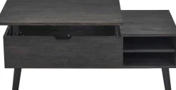Couchtisch Justine - 120x60x45cm - verstellbar - mit Ablage - dunkelbraun