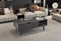 Couchtisch Justine - 120x60x45cm - verstellbar - mit Ablage - dunkelbraun