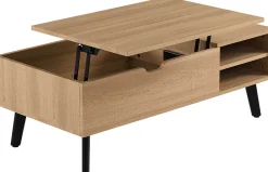 Couchtisch Justine - 120x60x45cm - verstellbar - mit Ablage - Eiche Dekor