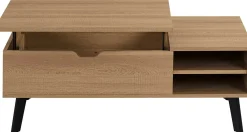 Couchtisch Justine - 120x60x45cm - verstellbar - mit Ablage - Eiche Dekor