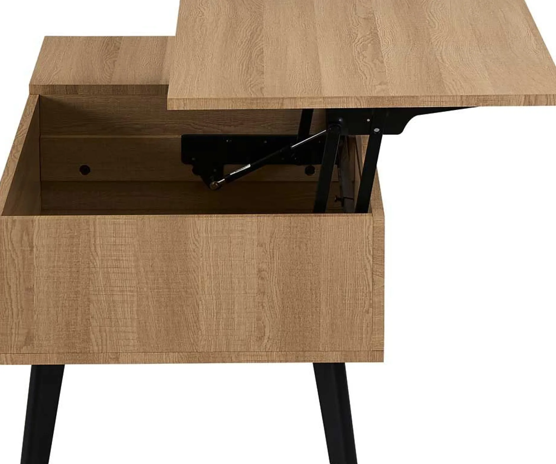 Couchtisch Justine - 120x60x45cm - verstellbar - mit Ablage - Eiche Dekor