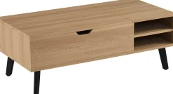 Couchtisch Justine - 120x60x45cm - verstellbar - mit Ablage - Eiche Dekor