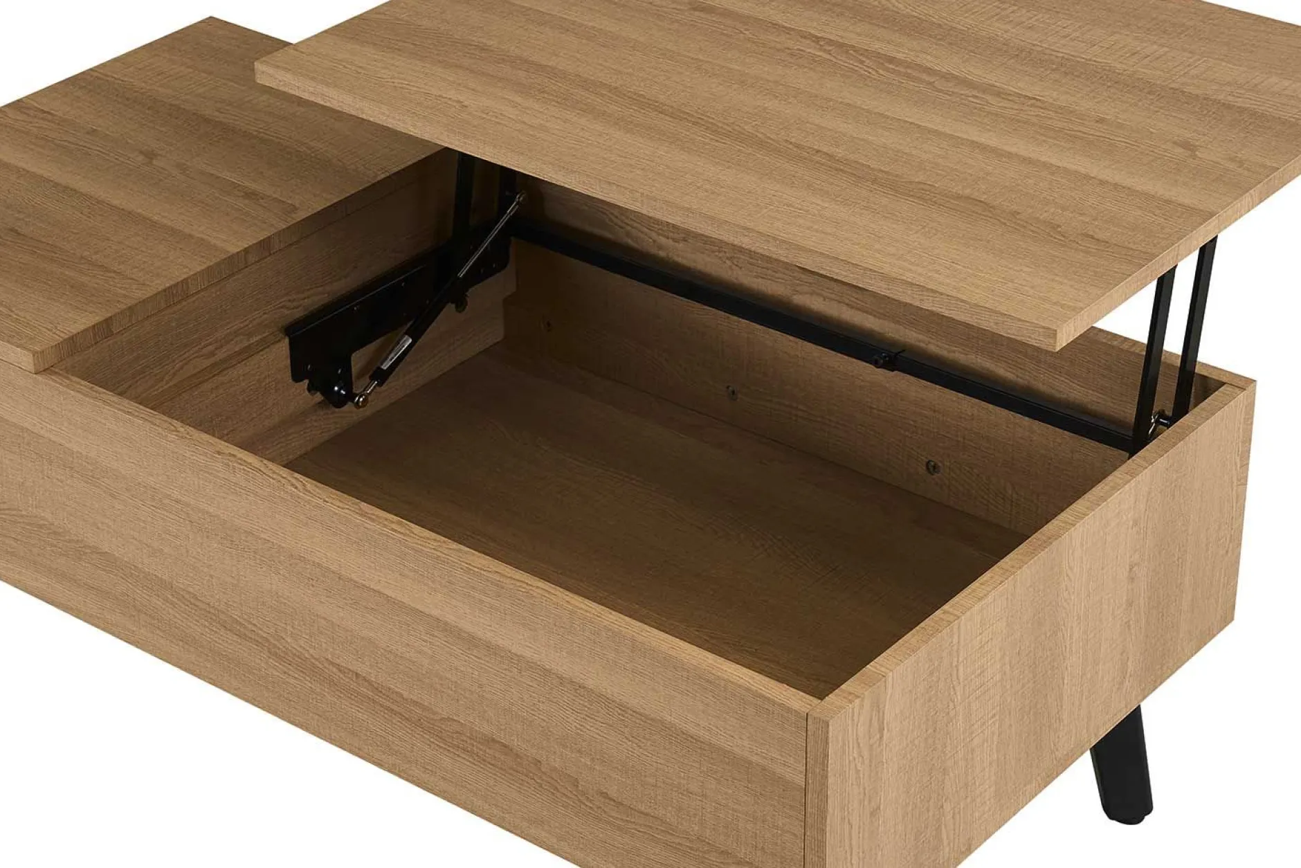 Couchtisch Justine - 120x60x45cm - verstellbar - mit Ablage - Eiche Dekor