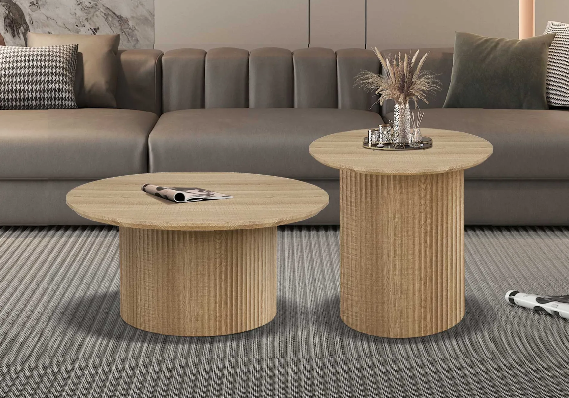 Couchtisch Lagos - Ø50x46cm - Eiche Dekor