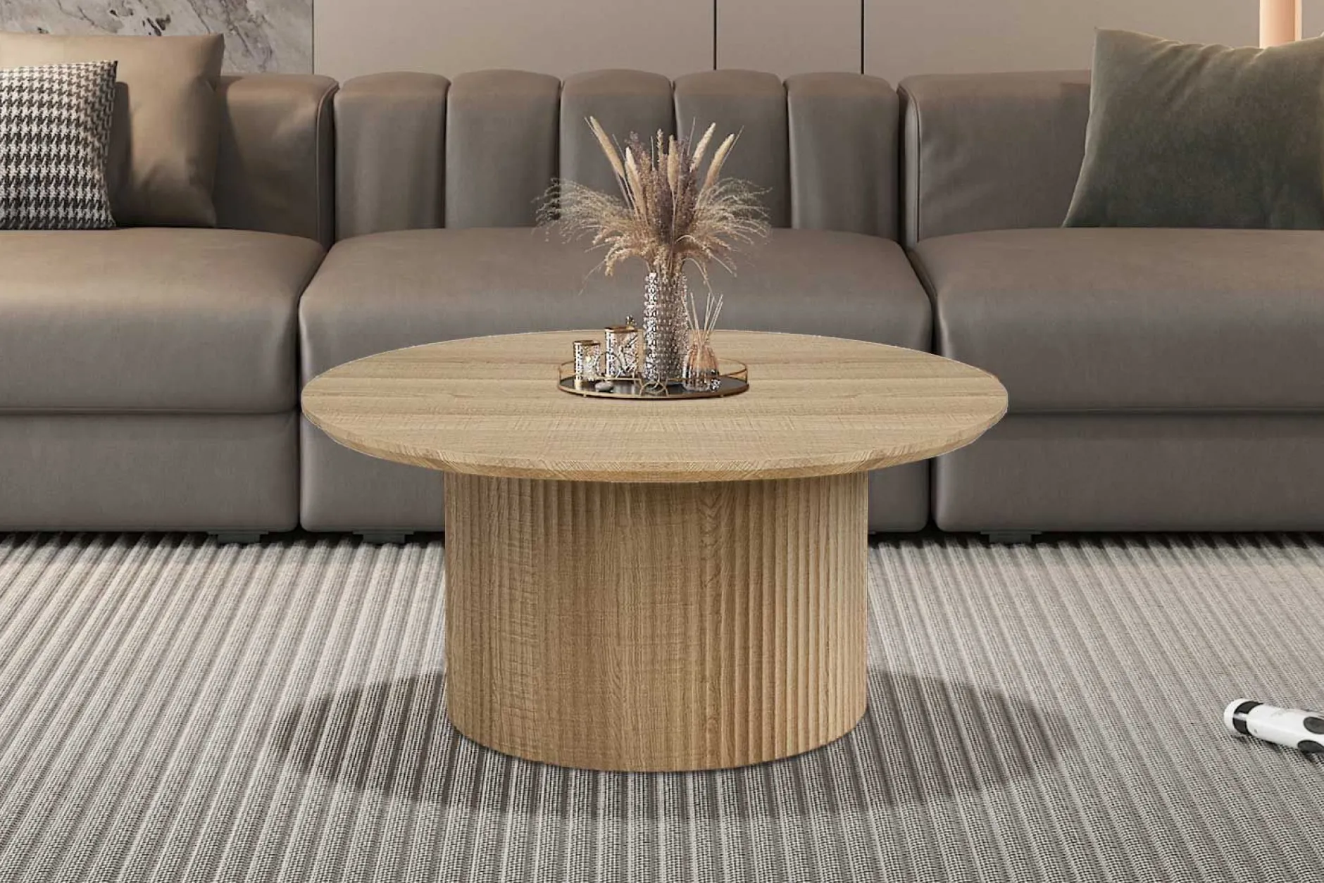 Couchtisch Lagos - Ø80x38cm - Eiche Dekor