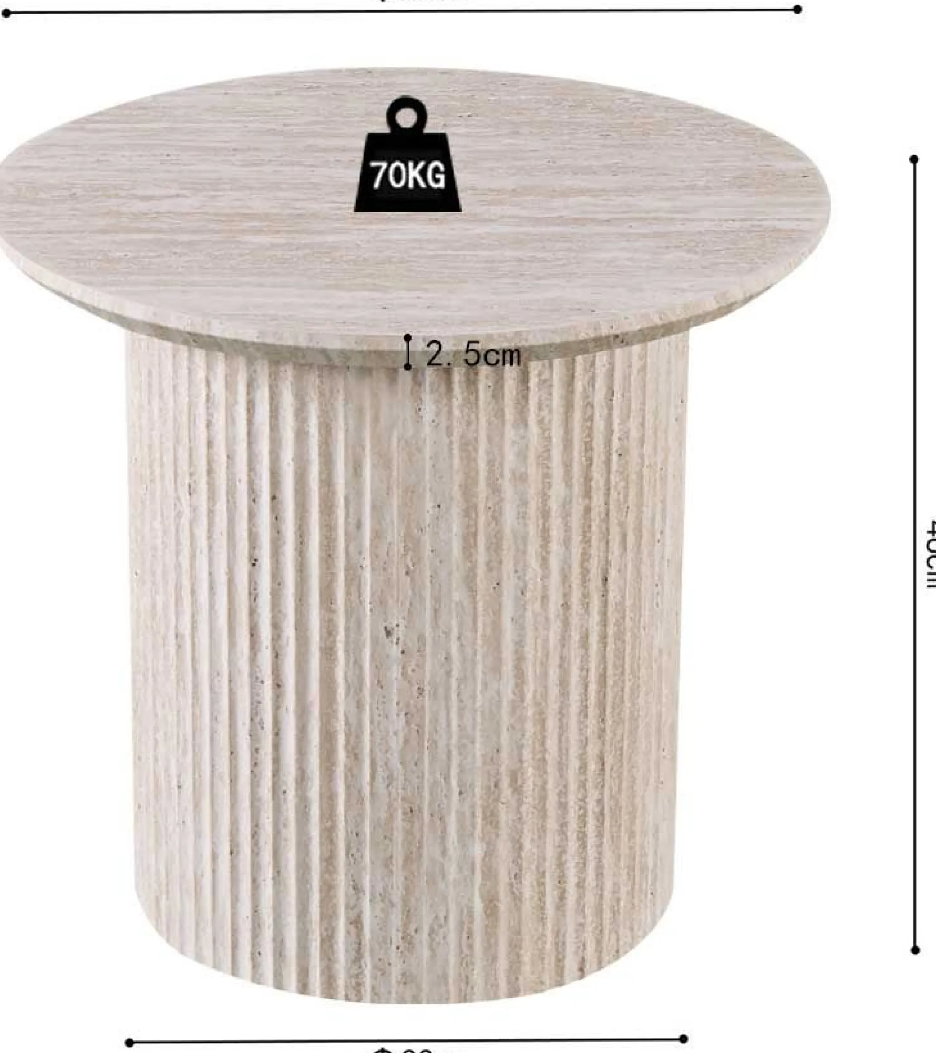 Couchtisch Lagos - Ø50x46cm - Travertin