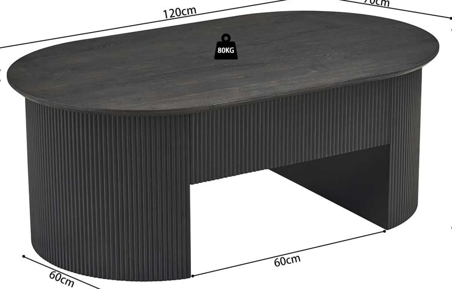 Couchtisch Lagos - 120x70x45cm - verstellbar - mit Ablage - dunkelbraun