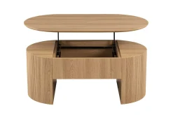 Couchtisch Lagos - 120x70x45cm - verstellbar - mit Ablage - Eiche Dekor