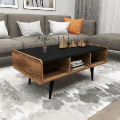 Couchtisch Line - 100% MELAMINE - Heller Nussbaum - 90 x 40 x 56 cm