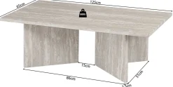 Couchtisch Litar - 125x65x42cm - Travertin grau