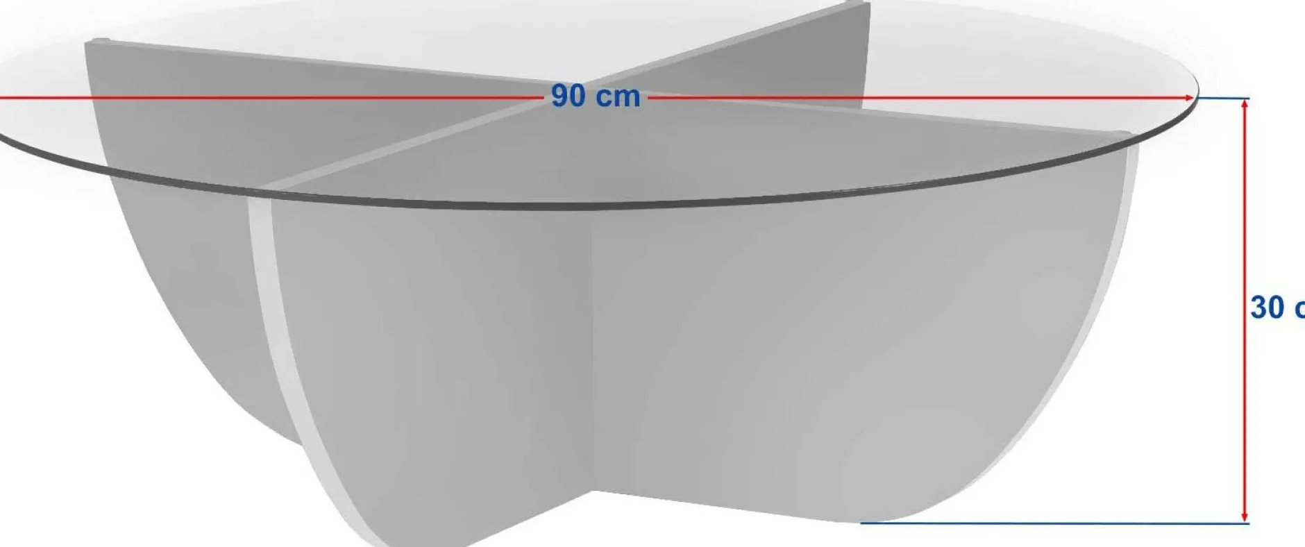 Couchtisch Liya - 100% TEMPERED GLASS - Travertin - 30 x 90 x 90 cm
