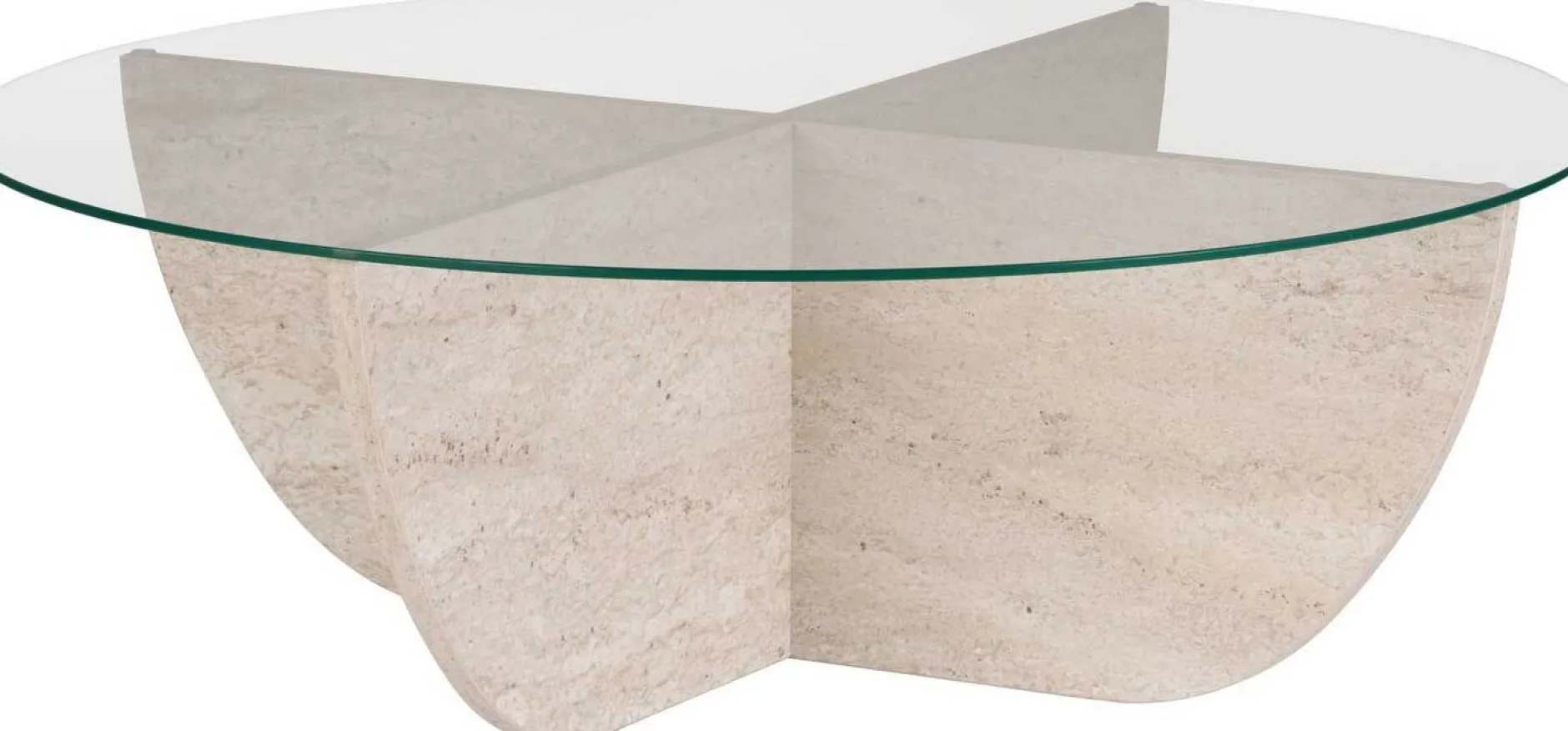 Couchtisch Liya - 100% TEMPERED GLASS - Travertin - 30 x 90 x 90 cm