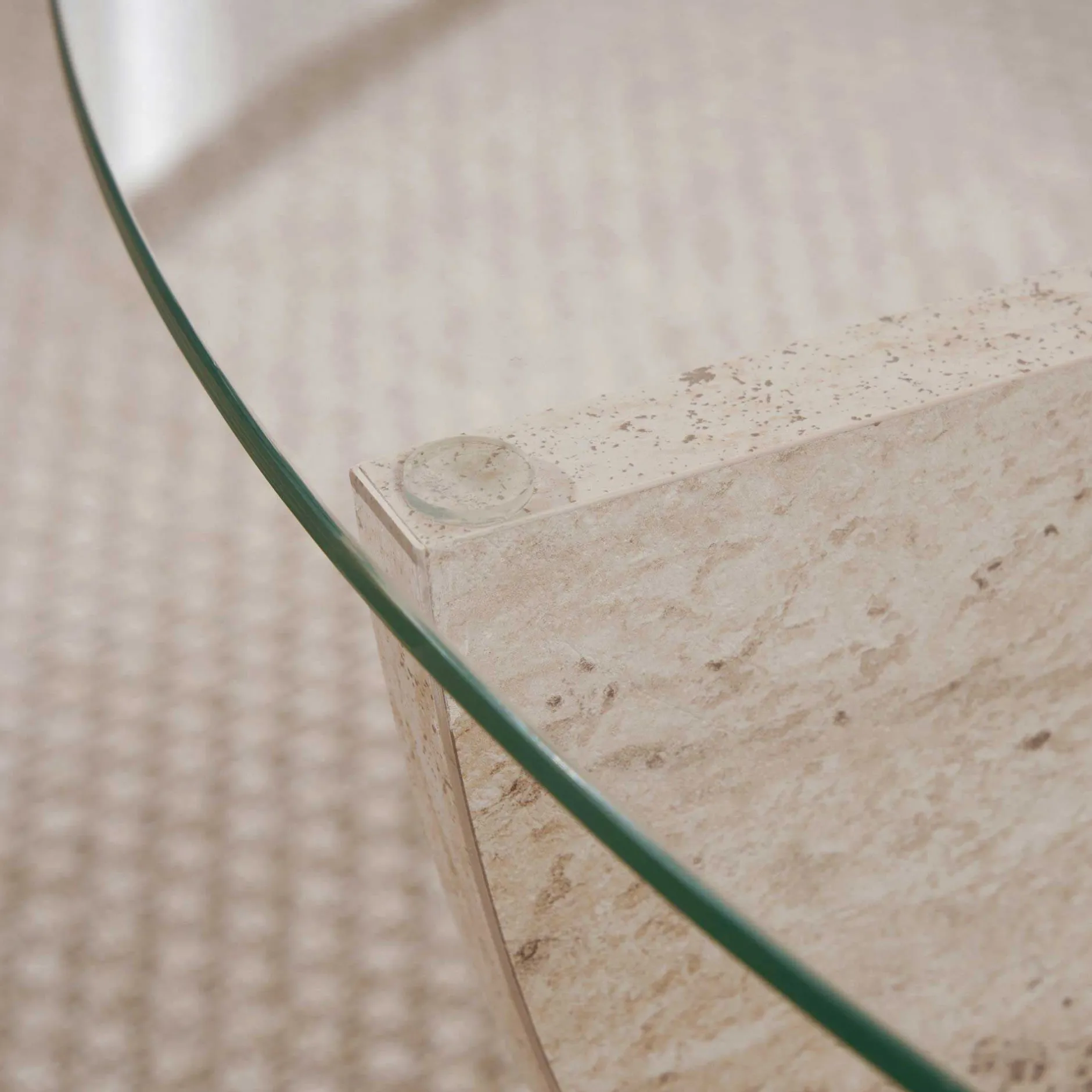 Couchtisch Liya - 100% TEMPERED GLASS - Travertin - 30 x 90 x 90 cm